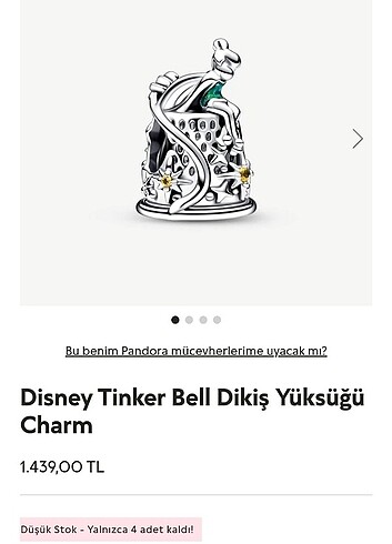 Pandora Disney tinker bell dikiş yüzüğü charm