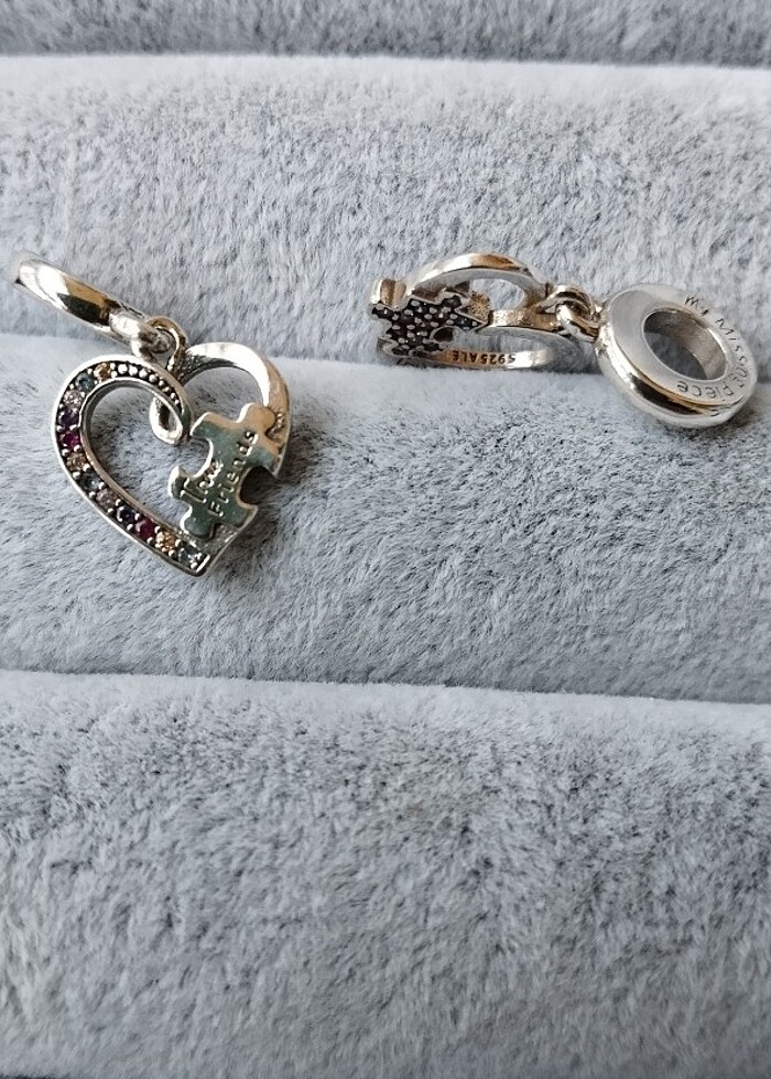 Pandora puzzle parçası kalp arkadaşlık charm - Görsel 5