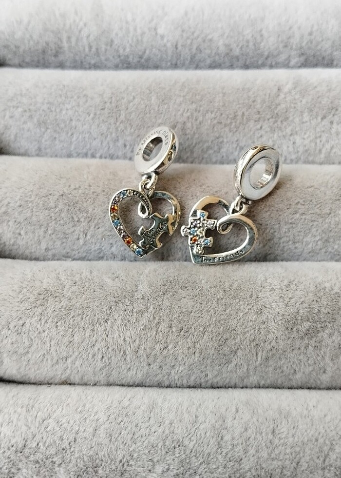 Pandora puzzle parçası kalp arkadaşlık charm - Görsel 3