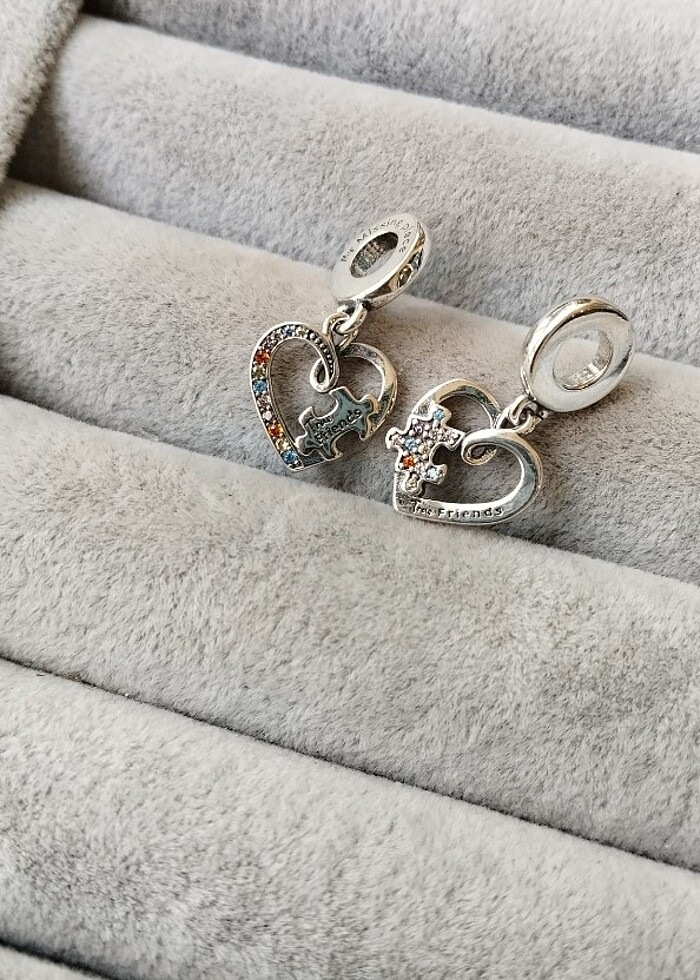 Pandora puzzle parçası kalp arkadaşlık charm - Görsel 4