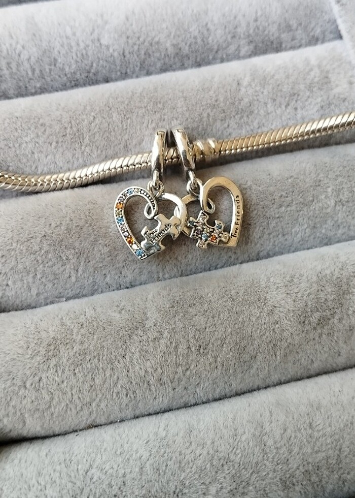 Pandora puzzle parçası kalp arkadaşlık charm - Görsel 2
