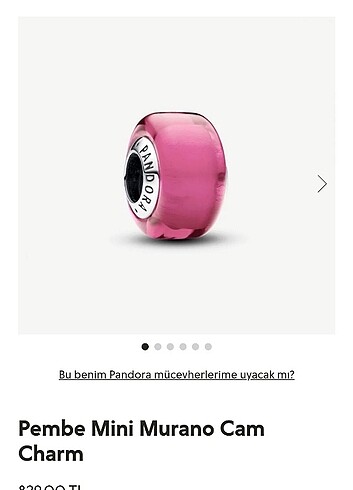 Pandora pembe mini murano charm