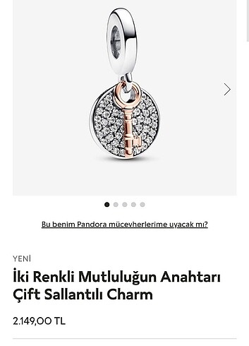 Pandora iki renkli mutluluğun anahtarı charm