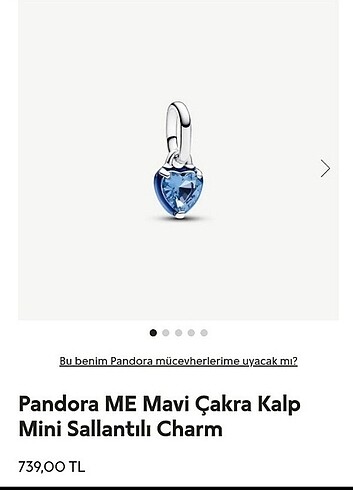 Pandora Me mavi çakra kalp charm