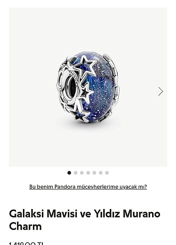 Pandora galaksi mavisi ve yıldızlar murano charm
