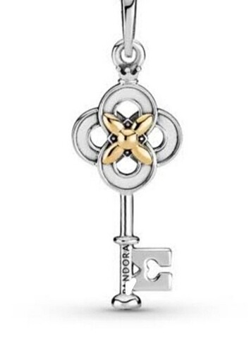 Pandora two tone anahtar ve çiçek charm