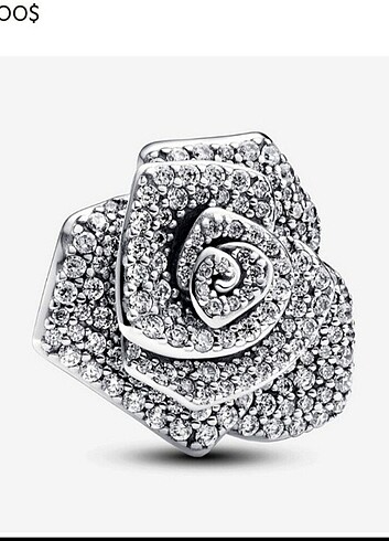 Pandora çiçek açan parıldayan gül charm