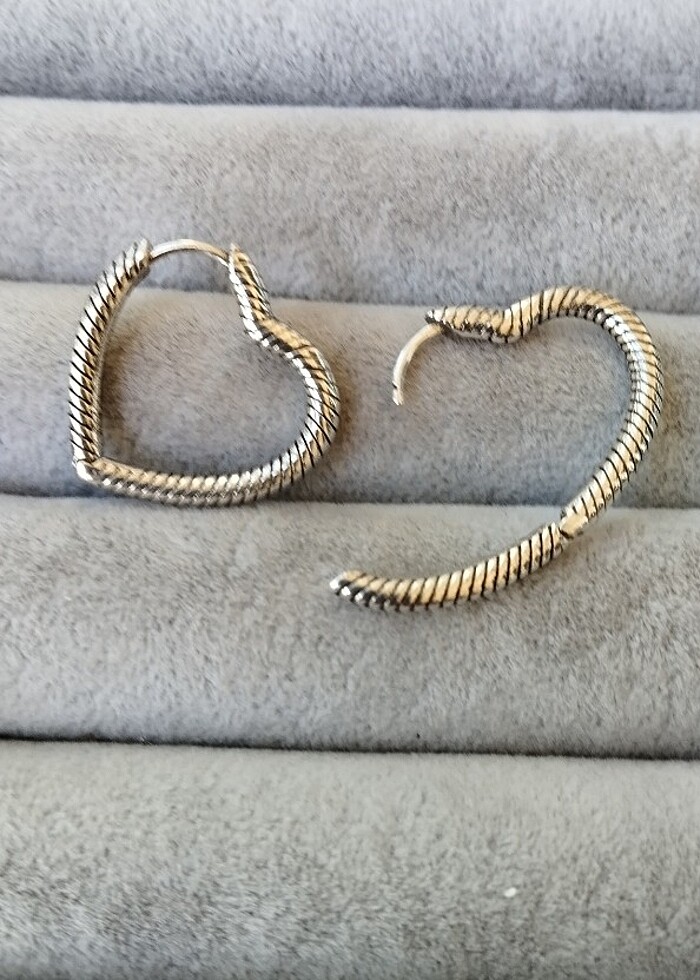 Pandora kalp charm halka küpe - Görsel 3