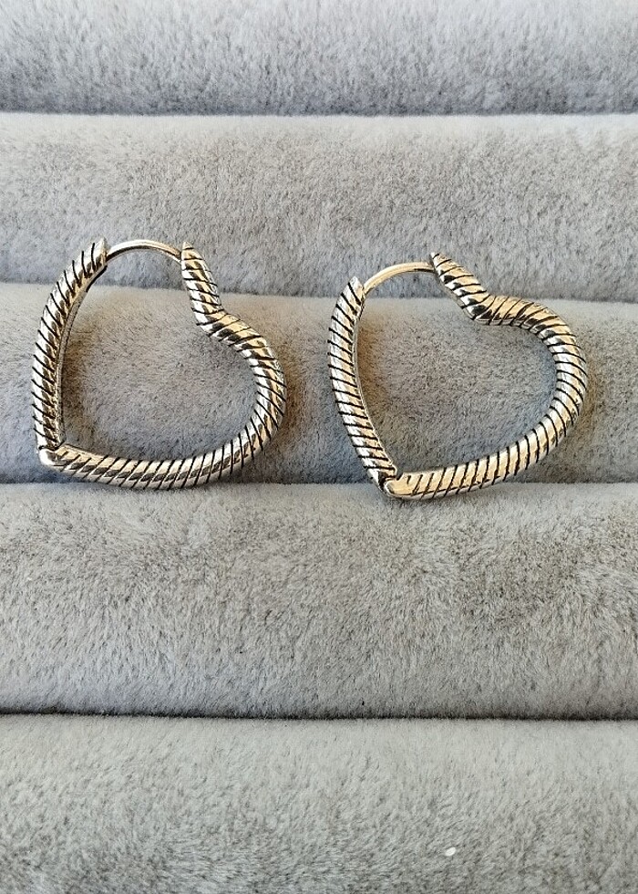 Pandora kalp charm halka küpe - Görsel 2