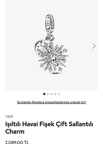 Pandora ışıltılı havai fişek charm