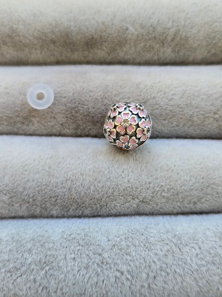 Pandora pembe çiçekler klips charm stoperli - Görsel 5