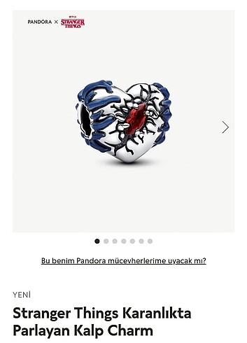 Pandora ST karanlıkta parlayan kalp Charm