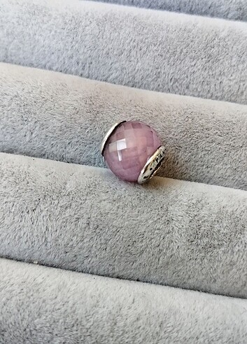 Beden Pandora kesme yüzeyli pembe murano charm