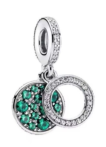 Pandora parıltılı yeşil disk charm