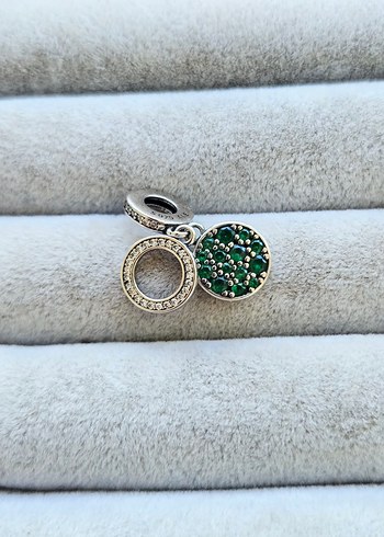 Beden Pandora parıltılı yeşil disk charm