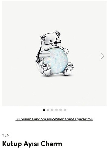 Pandora opal taşlı kutup ayısı charm