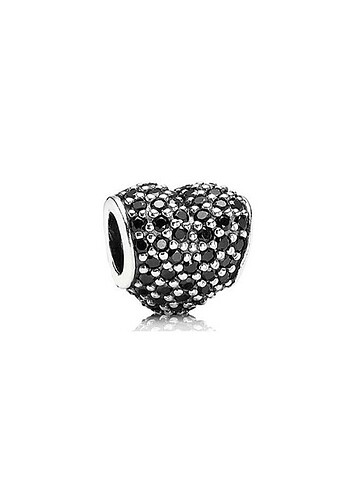 Pandora siyah pave kalp charm