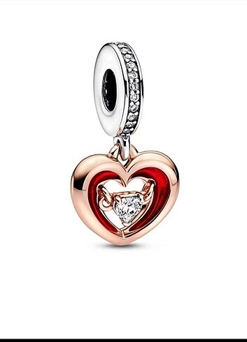 Pandora iki tonlu ışıltılı kalp charm 