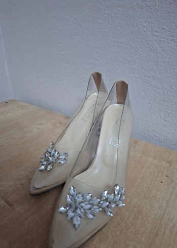 Diğer Diger Bej Cam Stiletto Taşlı Kadın Ayakkabı
