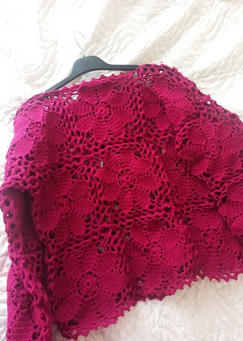Bordo Dantel Detaylı Kadın Örgü Bluz