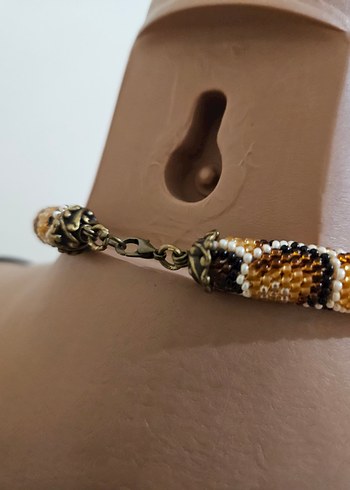 Uzun Boncuklu Yılan Desenli Kadın Kolye - Görsel 4