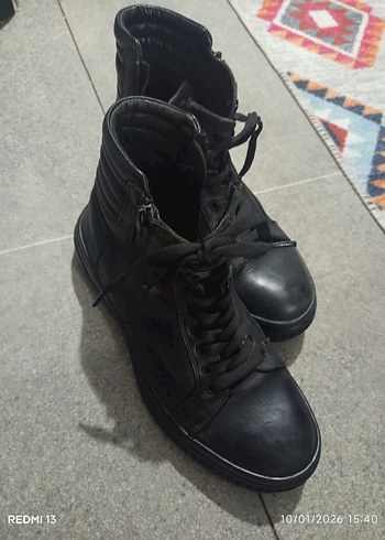 Siyah Deri Erkek Bot - Görsel 4