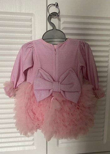 Uzun Kollu Pembe kız elbisesi - Görsel 2