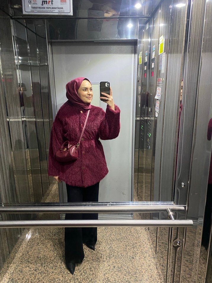 Bordo Kadın Kürk - Görsel 2