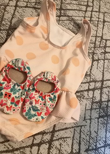 Primark primark pembe kız bebek mayo,slipstop deniz ayakkabısı ve bez