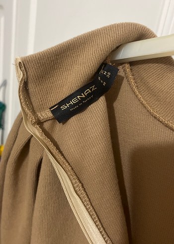 Camel Renk Kemerli Midi Triko Elbise - Görsel 6