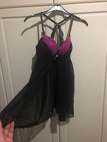 s Beden siyah Renk La Halle önü yırtmaçlı şık babydoll