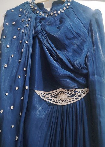 Drapeli Uzun Kollu Abiye Elbise - Görsel 3