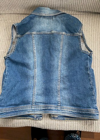 Düğmeli Kolsuz Kadın Denim Yelek - Görsel 3