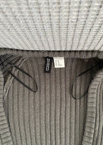 H&M Gri Örgü Kadın Hırka Uzun Kollu - Görsel 2