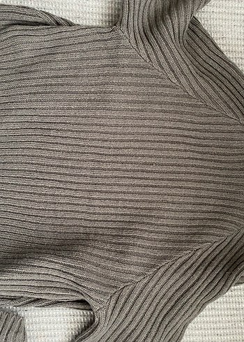 H&M Gri Örgü Kadın Hırka Uzun Kollu - Görsel 3