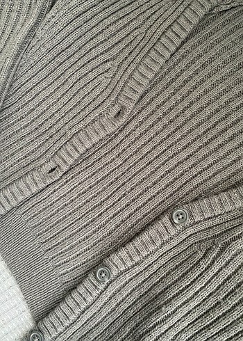H&M Gri Örgü Kadın Hırka Uzun Kollu - Görsel 4