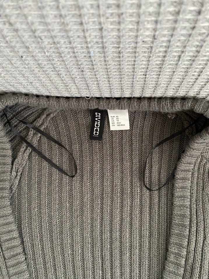 H&M Gri Örgü Kadın Hırka Uzun Kollu - Görsel 2