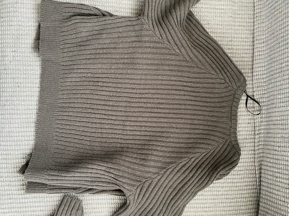 H&M Gri Örgü Kadın Hırka Uzun Kollu - Görsel 3