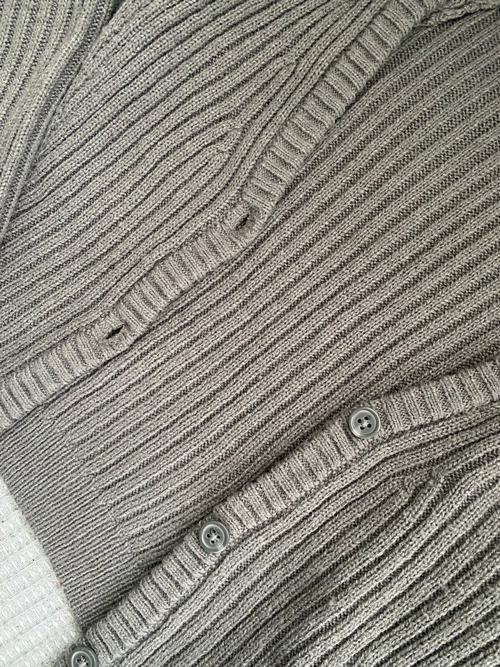 H&M Gri Örgü Kadın Hırka Uzun Kollu - Görsel 4