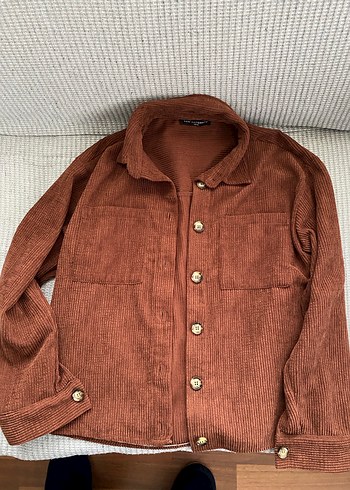 Düğmeli Kahverengi Kadın Süet Gömlek - Görsel 3