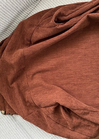 Düğmeli Kahverengi Kadın Süet Gömlek - Görsel 4