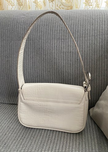 Beyaz Yılan Derisi Desenli Deri Kadın Çanta - Görsel 3