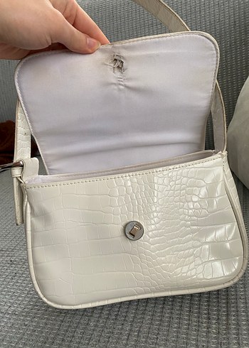 Beyaz Yılan Derisi Desenli Deri Kadın Çanta - Görsel 6