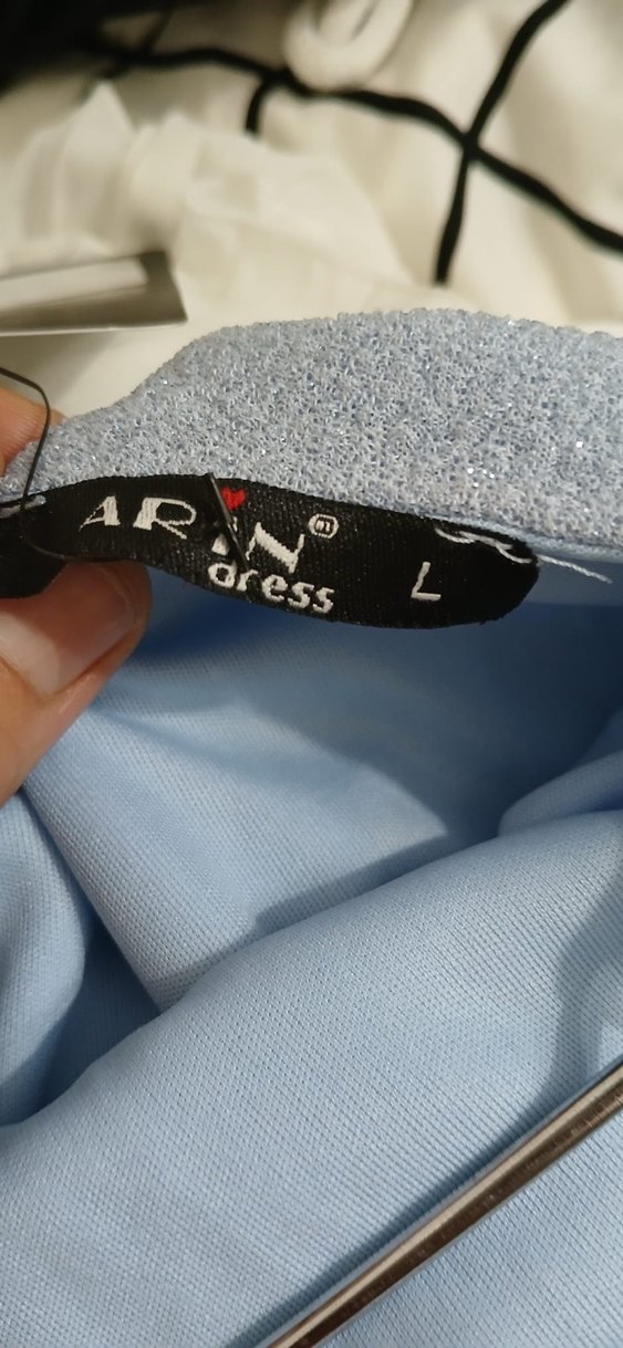 Mavi Mini V Yaka Pilili Kadın Elbise - Görsel 2