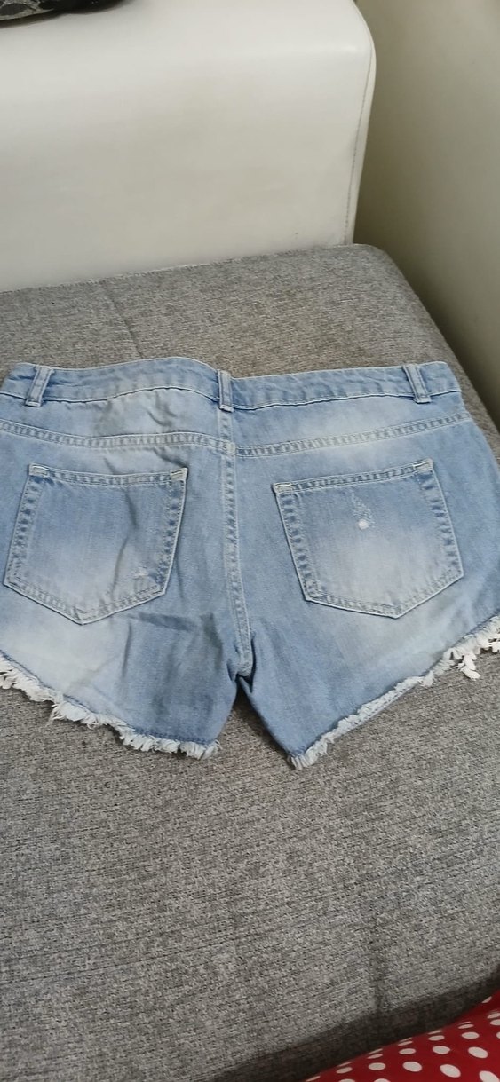 Dantel Detaylı Mavi Kadın Mini Kot Şort - Görsel 2