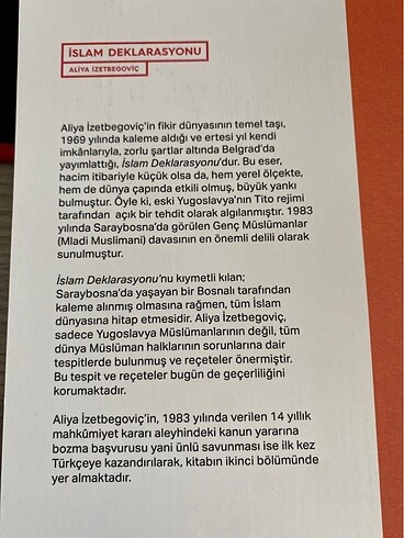  İslam Deklarasyonu ve Tarihi Savunma