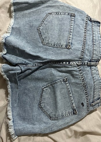 Diğer Düğmeli Mavi Mini Denim Şort