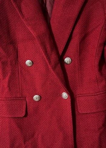 LC Waikiki Kırmızı Kadın Düğmeli Midi Blazer Ceket