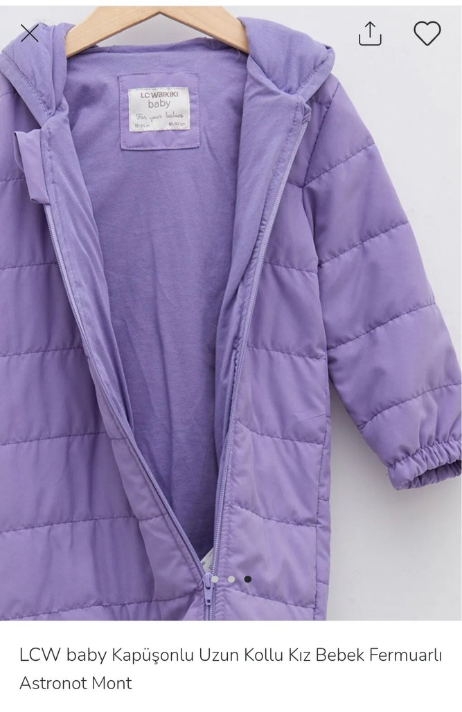 Mor Fermuarlı Bebek  Tulumu - Görsel 3