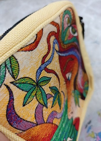 Nakışlı Çok Renkli Deri Bohem Çanta - Görsel 7